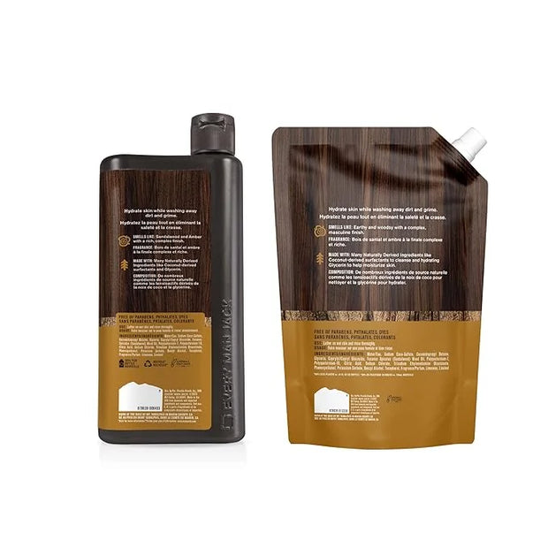 Every Man Jack Amber + Sandalwood Mens Body Wash Refill Starter Pouch - Naturally Derived Ingredients - Paraben Free, Phth...