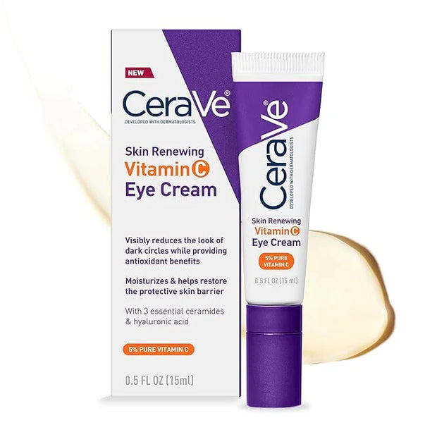 CeraVe Skin Renewing Vitamin C Eye Cream, Vitamin C, Hyaluronic Acid, Ceramides & Caffeine, Under Eye Cream For Dark Circl...