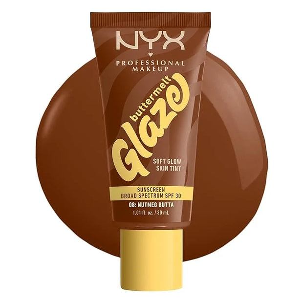 NYX PROFESSIONAL MAKEUP Buttermelt Glaze Soft Glow Skin Tint + SPF 30, Up To 12HR Wear, 08 Nutmeg Butta - Product Image
