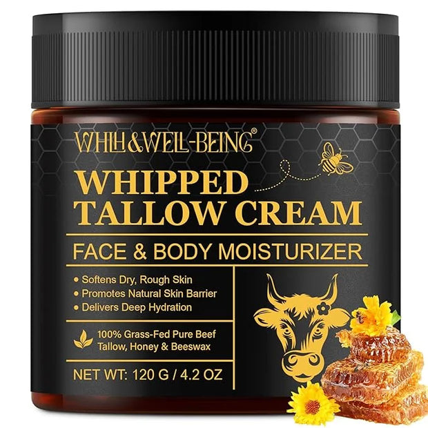 WHLH & WELL-BEING Beef Tallow for Skin, Beef Tallow and Honey Balm, Moisturizer for Face & Body Skin Care(1Pack) - Product...