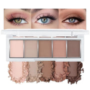 5 Colors Matte Eyeshadow Makeup Palette,Nude Pink Light Dark Brown Highly Pigmented Natural Neutral Eye Shadow Palette,Lon...