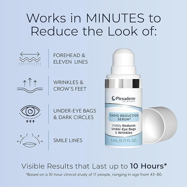 Plexaderm Rapid Reduction Eye Serum - Visibly Reduces Under-Eye Bags, Wrinkles, Dark Circles, Fine Lines & Crow's Feet Ins...