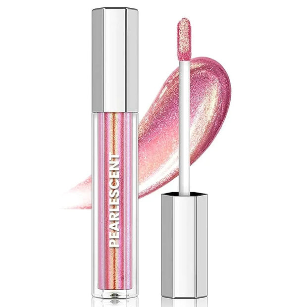 Hot Pink Glitter Lip Gloss Liquid Lipstick, Diamond Shimmer Metallic Sparkly Iridescent Chameleon Lip Gloss Gift for Women...