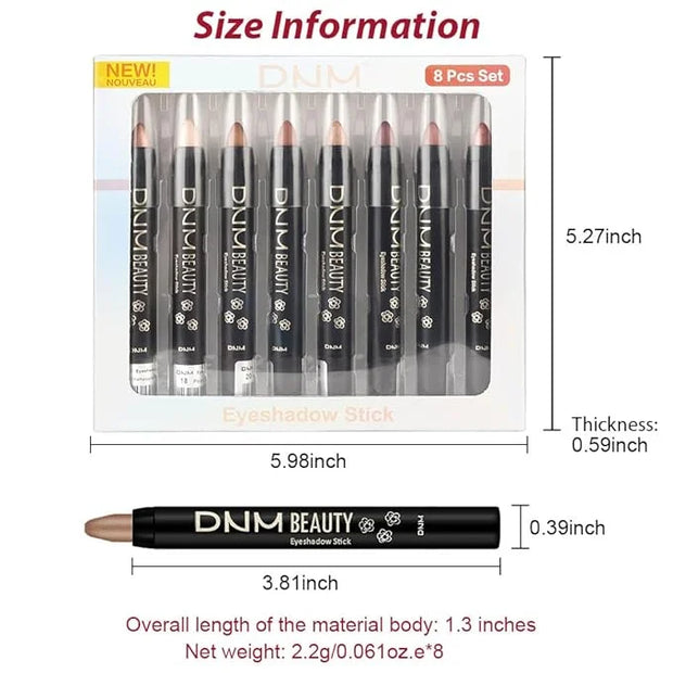 evpct 8Pcs Cream Eye Shadow Brightener Sticks Makeup Sets, Champagne Pearl Bronze Putty Sand Orchid Rose Gold Shimmer Matt...
