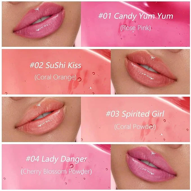 Hydrating Lip Glow Oil, Plumping Lip Gloss Transparent Lip Oil Tinted for Lip Care and Dry Lips, Non Sticky, Shiny and Moi...