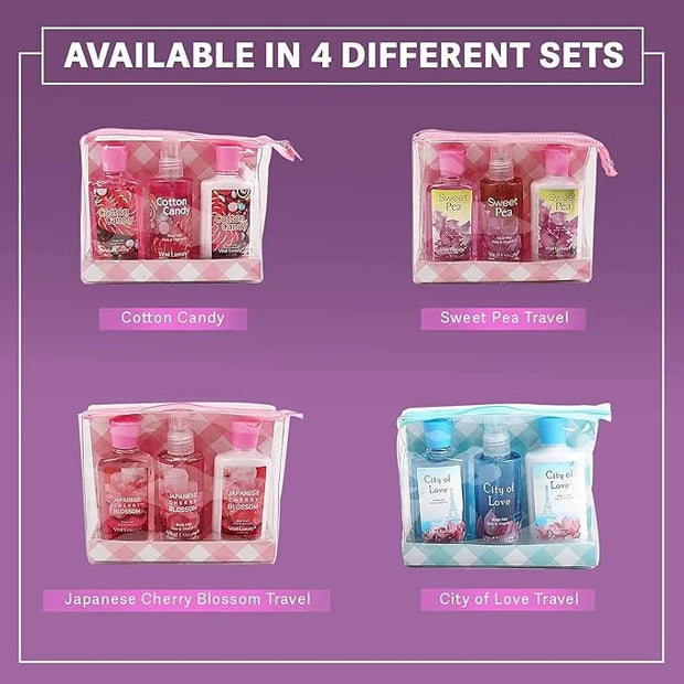 Cotton Candy Bath & Body Care Travel Set, Home Spa Gift Set Includes Body Lotion, Shower Gel, and Fragrance Mist, Personal...