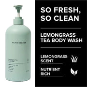Blind Barber Lemongrass Tea Shower Gel for Men - A Daily Sulfate Free Body Wash for Clean, Hydrated Skin - Refreshing Form...