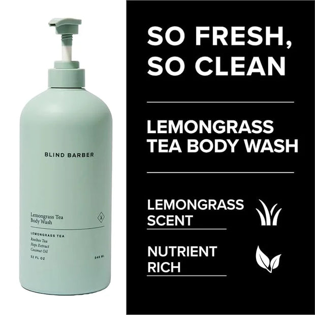 Blind Barber Lemongrass Tea Shower Gel for Men - A Daily Sulfate Free Body Wash for Clean, Hydrated Skin - Refreshing Form...