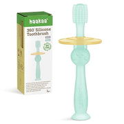 haakaa 360° Baby Toothbrush with Suction Base - Gentle Cleaning for Toddler's Self-Brushing Training, Food-Grade Silicone,...