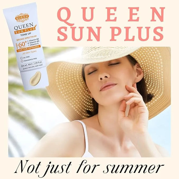 QUEEN SUN PLUS | TONE UP Sunscreen SPF 60 Primer-Anti Aging, Face Moisturizer- Vitamin B3, B5, E- Non-Greasy, Silky Touch,...
