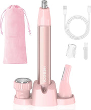 Nose Hair Trimmer for Women 3in1 Facial Hair Removal Trimmers with Storage Base - Waterproof, Portable USB Rechargeable wi...