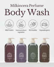 ODID Milk in Cera Perfume Body Wash - Korean Moisturizing Body Cleanser for All Skin Types - Cozy Wood & Fig Scent- with M...