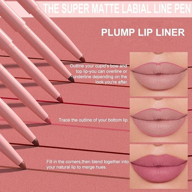 evpct Pink Matte Creamy Retractable Lip Liner Pencils for Shaping & Sculpting Lips, Lip Pencils for Women Long Lasting Wat...