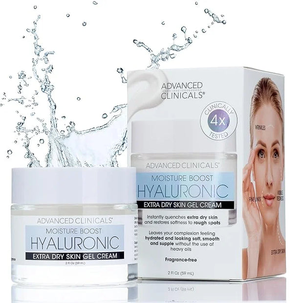 Advanced Clinicals Hyaluronic Acid Moisturizer Gel Face Cream W/Vitamin E + B5 | Hydrating & Brightening Vitamin C Face Lo...
