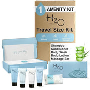 H2O Therapy Amenity Kit | Hotel Bulk Toiletries | 0.85 oz Shampoo, Conditioner, Lotion, Body Wash, Body Bar Soap for Guest...