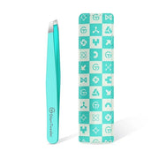 Expert Eyebrow Hair Removal Tweezer with Leather Case, GlamTweeler High Precision Slant Tip Stainless Steel Tweezers for M...