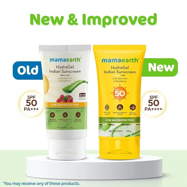 Mamaearth HydraGel Sunscreen | SPF 50 & PA++++ Sun Protection | Helps Fight UVA & UVB Rays with Aloe Vera & Raspberry | Hy...