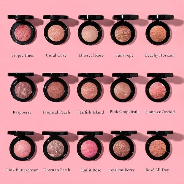 LAURA GELLER NEW YORK Baked Blush-n-Brighten Marbleized Blush + Angled Brush (03 Coral Cove, 47mm) - Product Image