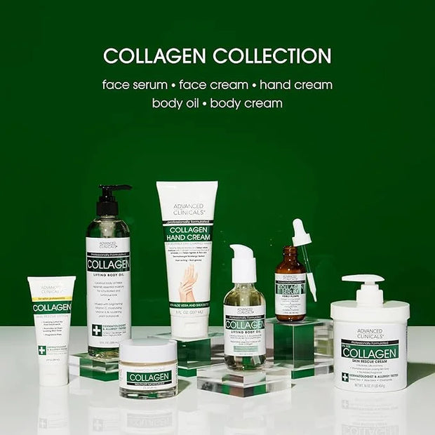 Advanced Clinicals Collagen Serum For Face | Visible Anti Aging Collagen Peptide Serum + Hyaluronic Acid Moisturizer Impro...