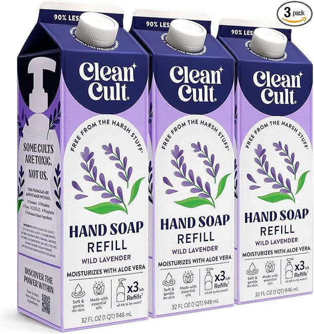 Cleancult Liquid Hand Soap Refills - Wild Lavender - Moisturizes Dry & Sensitive Skin -Made with Aloe Vera & Lavender Esse...