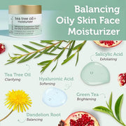 Era Organics Tea Tree Cream Face Moisturizer for Oily Skin - Advanced 7X Balancing Oily Skin Moisturizer - Non-Greasy Mois...