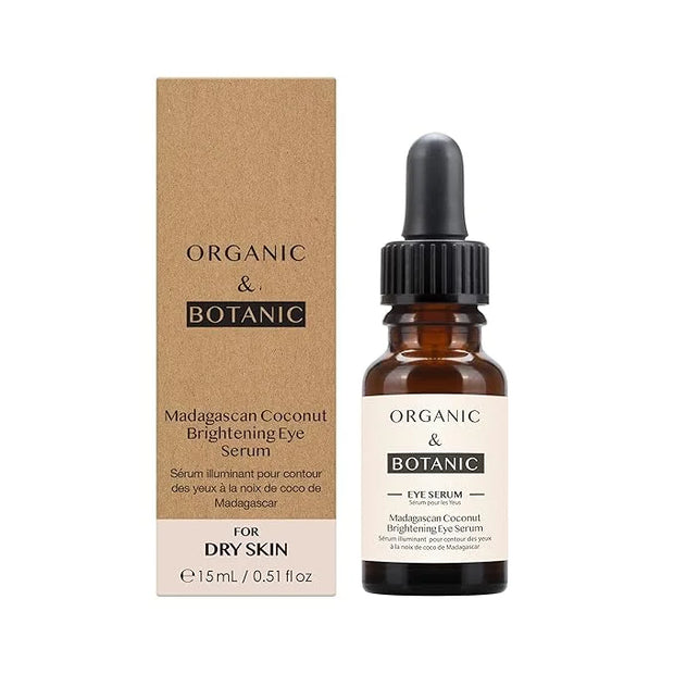Organic & Botanic Madagascan Coconut Brightening Eye Serum, 30ml. Premium Vegan Skincare For All Skin Types. Made In The U...