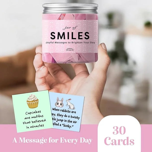 Jar of Smiles, Joyful Messages to Brighten Your Day, 30 Quote Cards, Gift for Mom, Daughter, Granddaughter and Friends wit...
