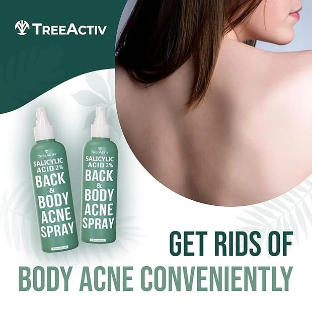 Salicylic Acid Back & Body Acne Spray, Back Acne Solution For Women And Men, Acne Body Spray with Tea Tree Oil, Fast-Dryin...