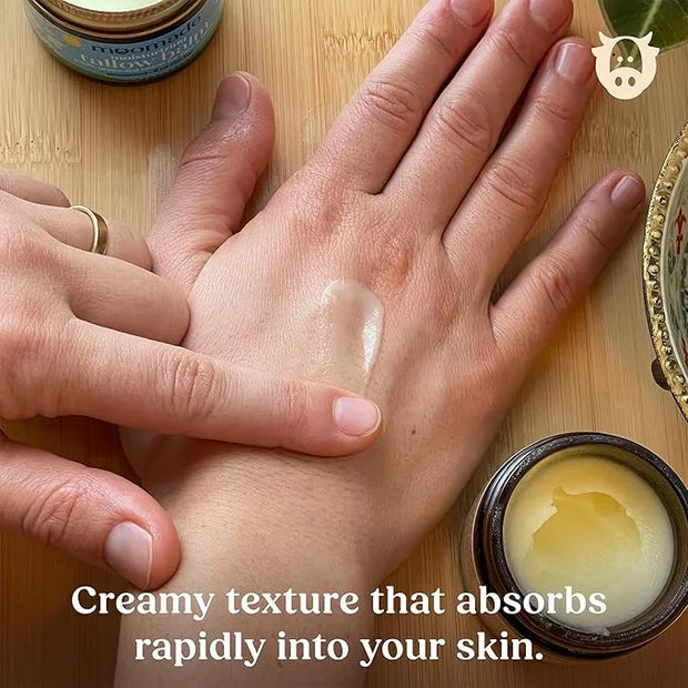 Organic Beef Tallow Balm with Rosehip Oil | Unscented 2 oz – Hand Made in USA 100% Grass-Fed Beef Tallow Moisturizer for F...