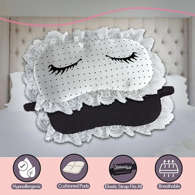 CELESTIAL SILK 100% Silk Sleep Mask for Women with Silk Covered Elastic Strap, Eye Mask for Sleeping (One Size, Charming L...