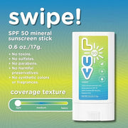 Swipe! SPF 50 Mineral Sunscreen Stick, Broad-Spectrum Protection Against UVA & UVB Rays, Perfect For Everyday Activities &...
