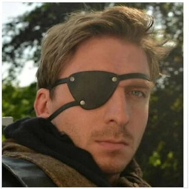 1 Pair Retro Single Eye Patch - Black Eye Patches - PU Leather Pirate Eye Patch Cover Adjustable Medieval Steampunk Blindf...