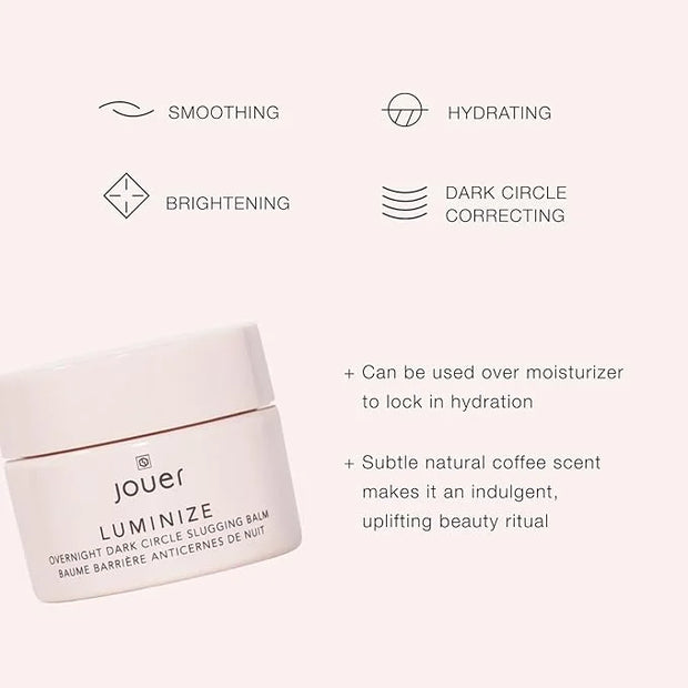 Jouer Luminize Overnight Dark Circle Slugging Balm – Fragrance Free, Caffeine Eye Cream, Overnight Eye Treatment, Brighten...