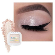 Kaely Pressed Single Eyeshadow Makeup, Sheer White Sparkle Highly Pigmented Monochrome Eye Shadow Palette, Waterproof Neut...