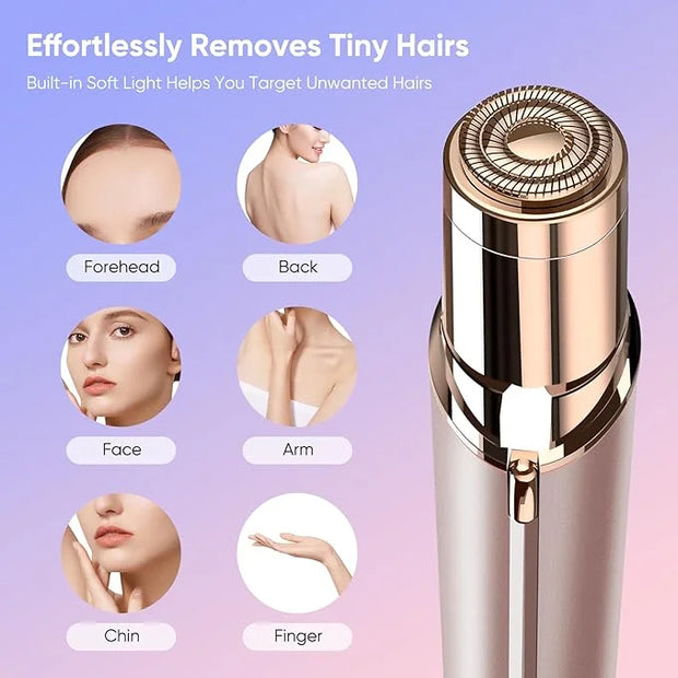Facial Hair Remover for Women, Painless Womens Facial Hair Remover with 2 Replacement Heads, Lipstick-Sized, USB Rechargea...