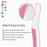 Face Razors for Women, Reusable Handle with 19 Microblades, Dermaplane Razor for Women Face, Eyebrow & Facial Razors, Peac...