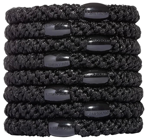 L. Erickson Pony Hair Ties - Black - 8 Pack Ponytail Holders - No Damage Hair Accessories for Women - Product Image
