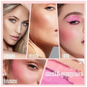 Matte Powder Blush Palette, 4 Colors Face Palette with White Highlighter, Brown Contour, Pink & Rose Pink Blush for Cheeks...