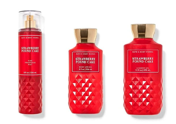 Bath and Body Works - Strawberry Pound Cake - Daily Trio – Fall 2020 - Shower Gel, Fragrance Mist & Body Lotion - Product ...