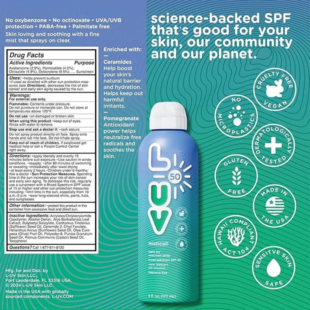 mistical! SPF 50 Sunscreen Spray, Broad-Spectrum Protection Against UVA & UVB Rays, Perfect For Everyday Activities & Outd...