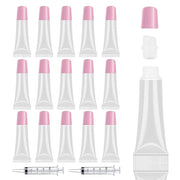 AMORIX 50PCS Lip Gloss Tubes Empty 10ml Pink Cap Lip Gloss Containers Lip Balm Tubes Cute Squeeze Tubes Lipgloss Making Su...
