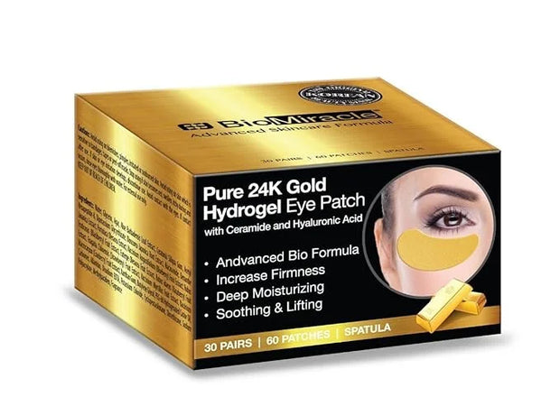 BioMiracle Pure 24K Gold Hydrogel Eye Mask Patch, Under Eye Treatment, Luxury Advanced Bio Formula for Firmness, Moisture,...