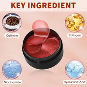 Caffeine Under Eye Masks, 60 Pcs Brightening Eye Patches for Dark Circles and Puffiness with Hyaluronic Acid, Reduce Dark ...