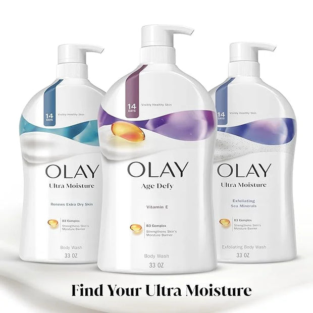 Olay Body Wash for Women, Age Defying with Vitamin E, 24hr Moisturizing, Hydrating & Refreshing, B3 Vitamin Complex, Free ...