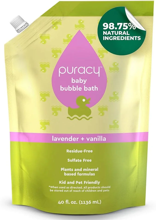 Puracy Bubble Bath for Children, Gently Scented with Real Lavender & Vanilla, 98.75% Natural Baby Bubble Bath, Plant-Based...