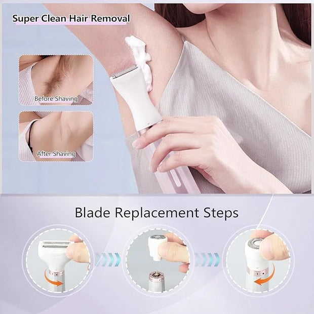Electric Razors Shavers for Women, Bikini Trimmer 5 in 1 Lady Electric Shaver Razor Wet/Dry Face Razors for Face Nose Eyeb...