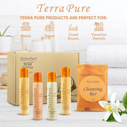 Terra Pure Amenity Kit | Boxed Hotel Toiletries Bulk Set | 1 oz Shampoo, Conditioner, Lotion, Body Wash & Cleansing Bar | ...