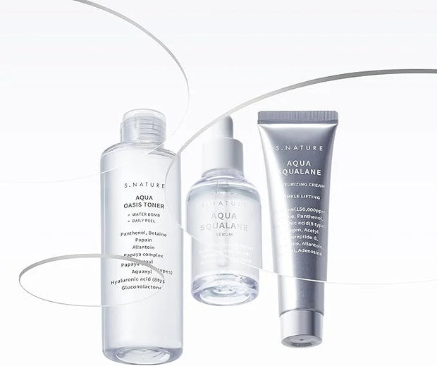Hydrating Set, 3 Steps to Refined Pores, Lasting Hydration, Aqua Oasis Toner 300ml, Aqua Squalane Serum 50ml, Aqua Squalan...
