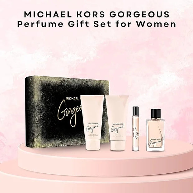 Gorgeous by Michael Kors for Women - 4 Pc Gift Set 3.4oz EDP Spray, 3.4oz Body Lotion, 3.4oz Shower Gel, 0.33 oz EDP Spray...