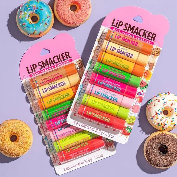 Lip Smacker Original & Best Holiday Flavored Lip Balm Party Pack, Oatmeal Cookie, Vanilla, Mango, Watermelon, Tropical Pun...